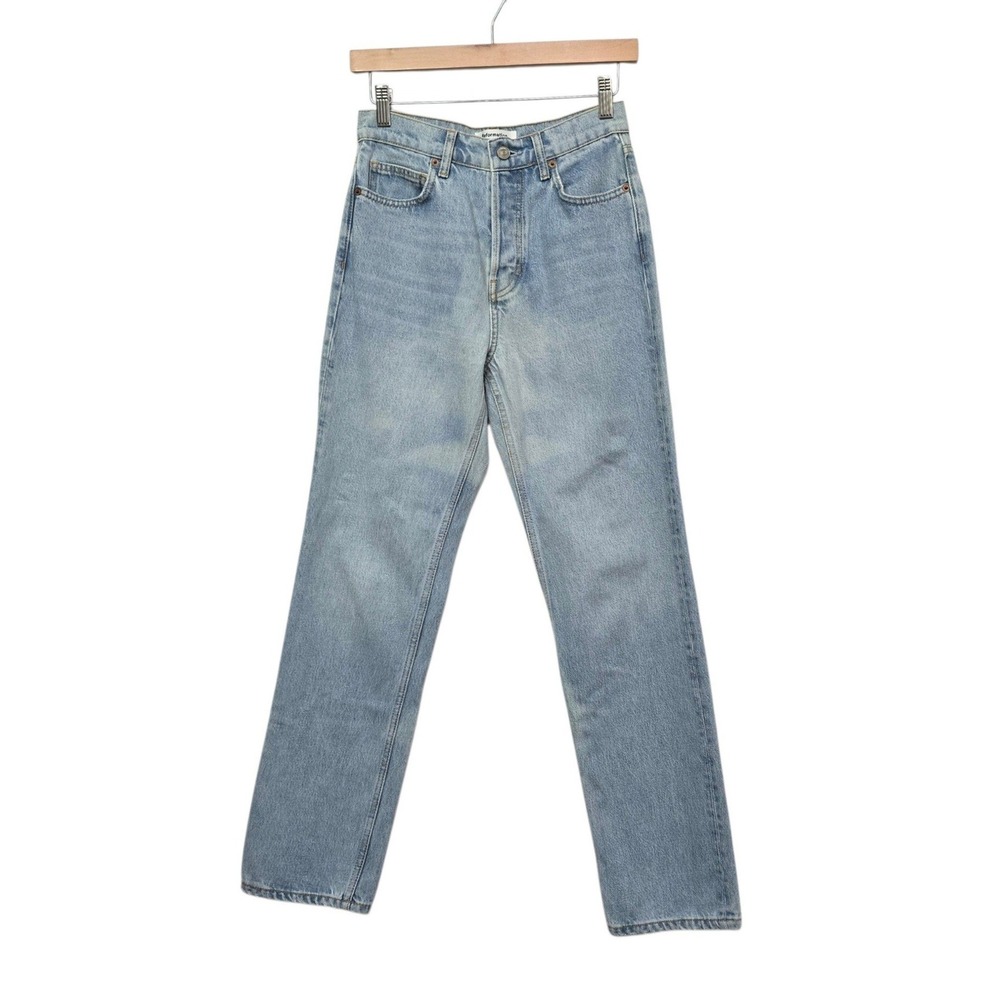 Reformation Cynthia High Rise Straight Jeans Light Wash Organic Cotton Size 25